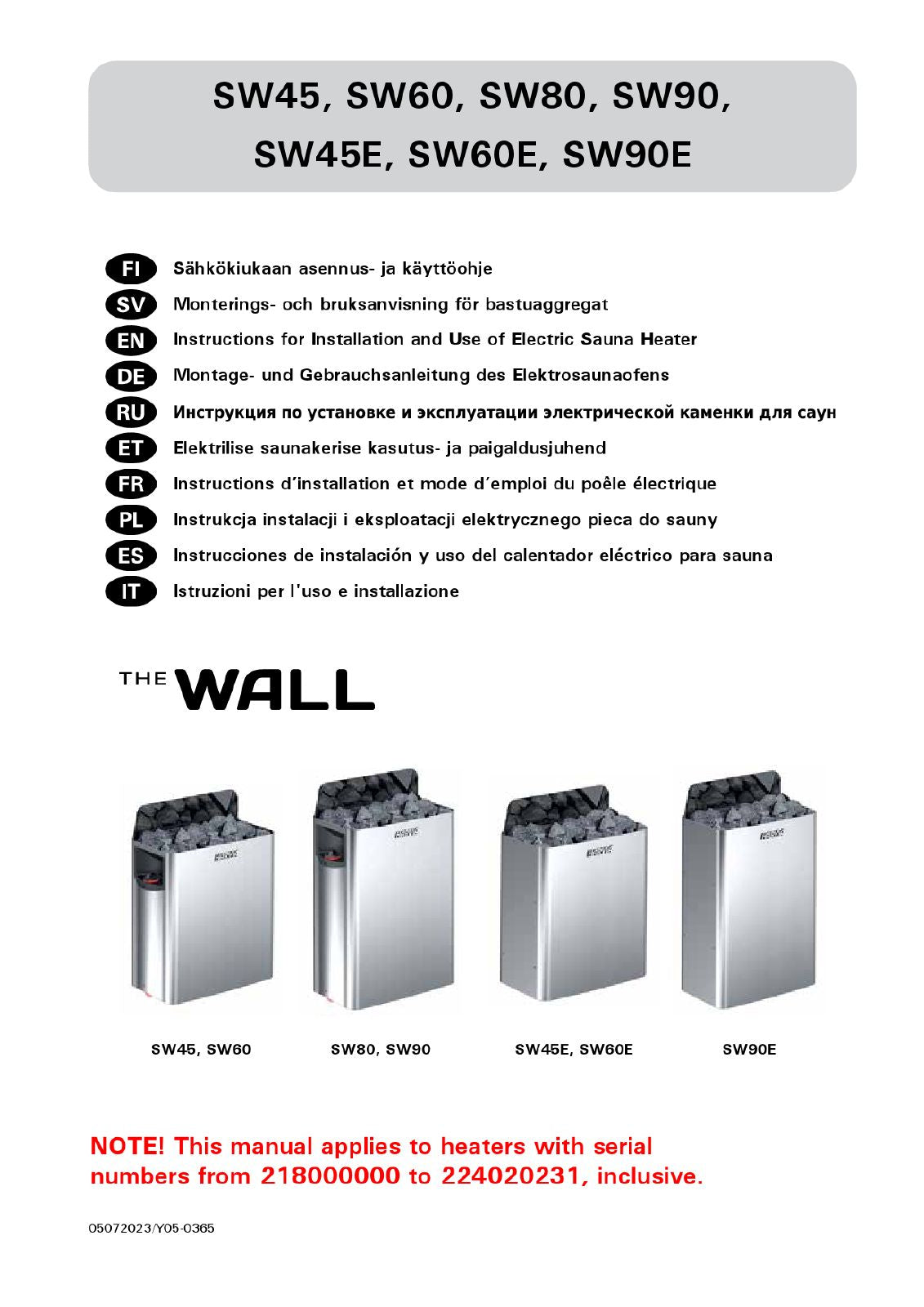 Wall Sauna Heater, 8kW, Steel
