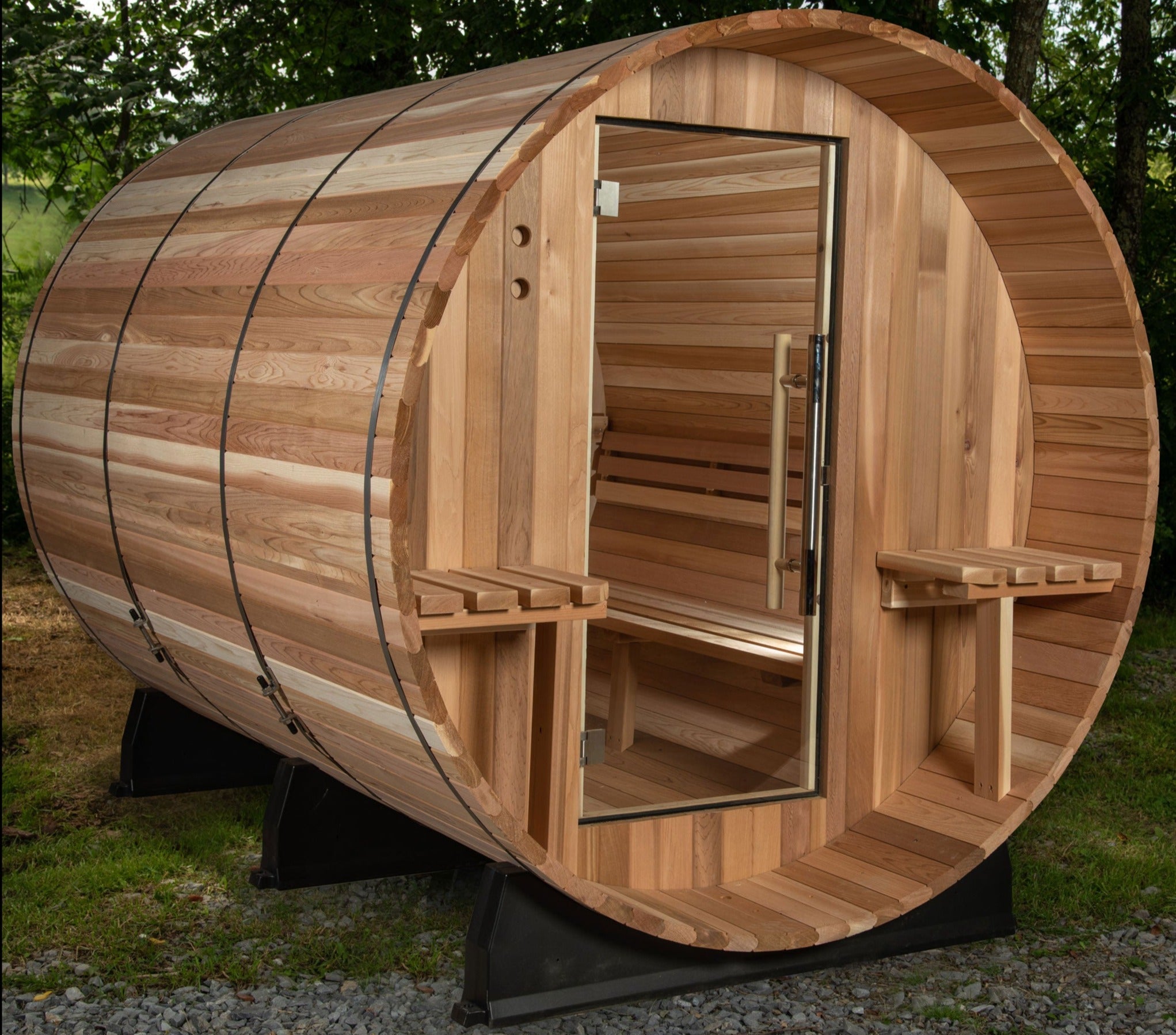 Huntington Barrel Sauna glass door