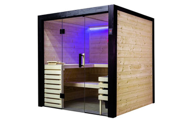 Harvia Family Sauna Cabin, Small, Left Interior, 1660x1590x2040mm