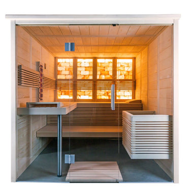 Harvia Himalaya Hybrid Salt Sauna Cabin, Large, Right Interior, 1960x1890x2040mm